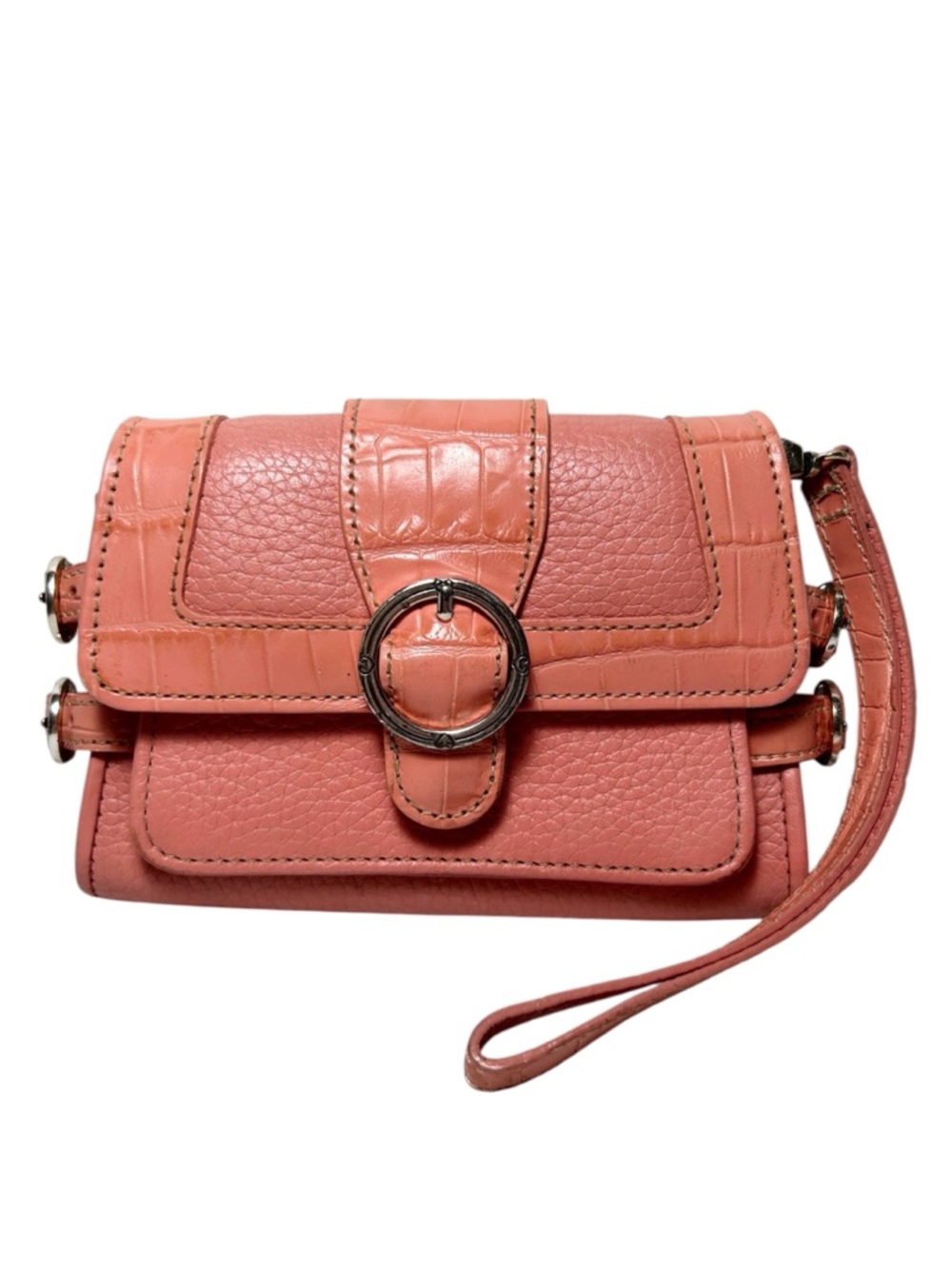 Brighton Small Coral Pink Leather Wristlet Wallet/Organizer EUC